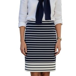 J.Crew Cotton Pencil Skirt NEW 6 Petite Blue White Stripe Nautical Career